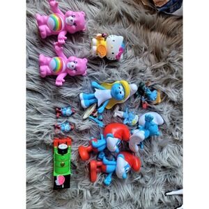 Vintage Toy Lot Smurfs, Care Bears, Thomas The Train "Percy"